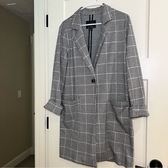 Sanctuary Crafted & Tailored Blazer Womens Small Long Jacket Pockets Houndstooth - Picture 4 of 8